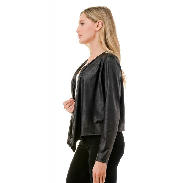 Liquid Leather Drape Jacket