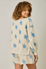 Exposed Seam Embroidered Sweatshirt Vintage White