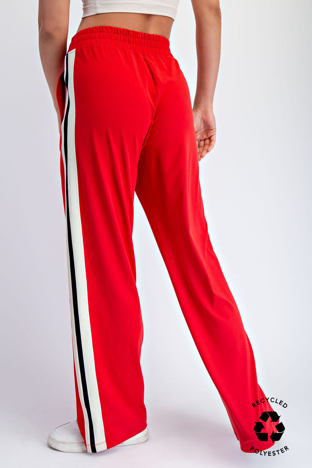 Butter Soft Side Striped Straight Track Pants True Red