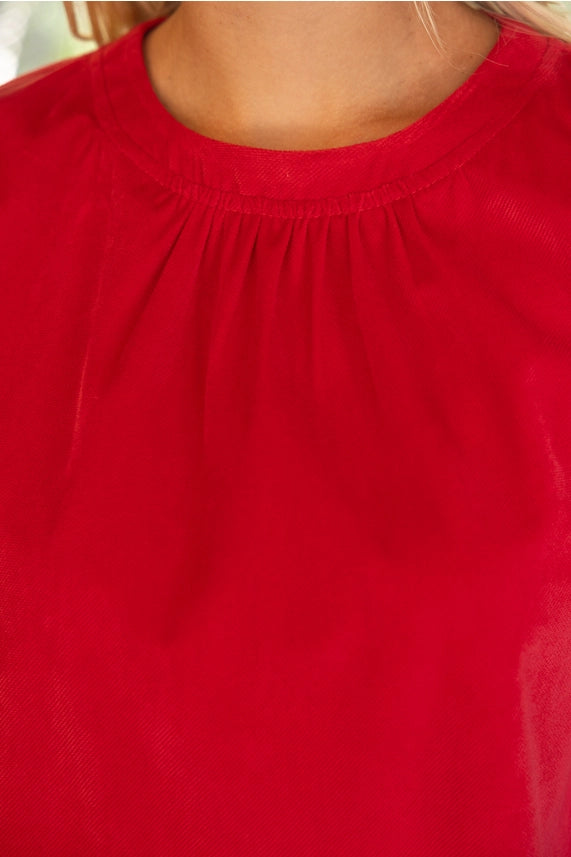 Scallop Detail Puff Sleeve Top