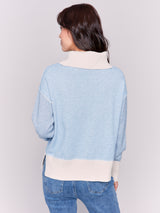 Colorblock Sleeves Turtleneck Sweater Heather Frost
