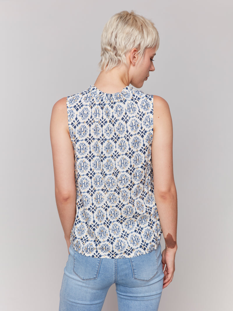 Sleeveless Ruffle Neck Top Ornament