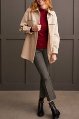 Blanket Stitch Button Front Jacket Heather Tan