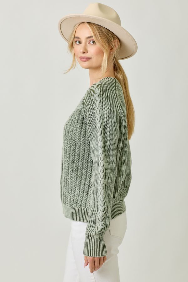 Washed Cable Sweater Washed Sage
