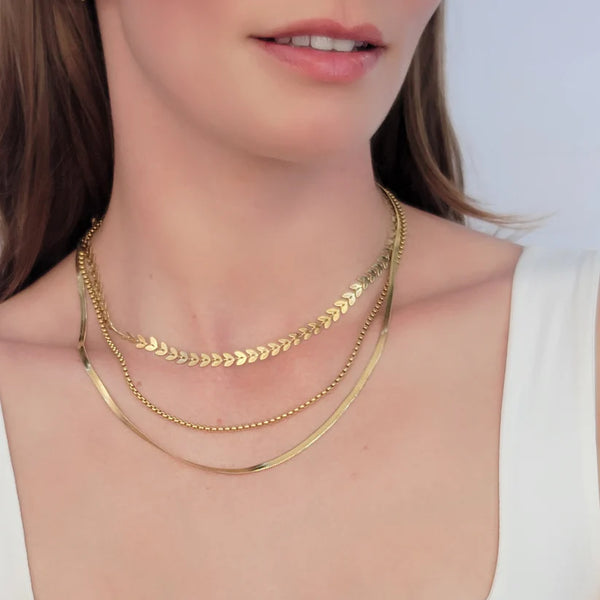 Triple Layer WR Mix Chain Necklace - Gold