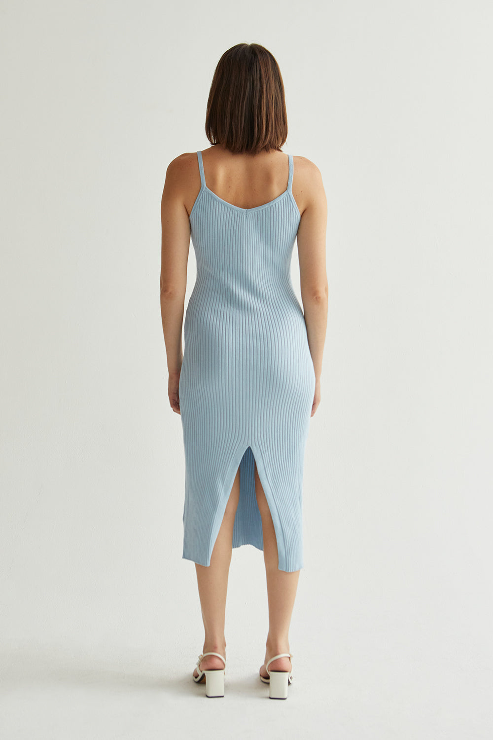 Avery Ribbed Tank Midi Dress Light Blue