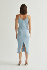 Avery Ribbed Tank Midi Dress Light Blue