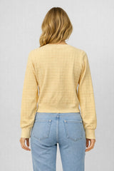 Textured Grid Buttoned Knit Cardigan Yellow