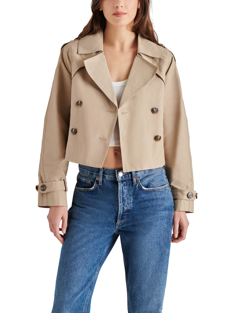 Sirus Mixed Short Trench Twill Jacket Khaki