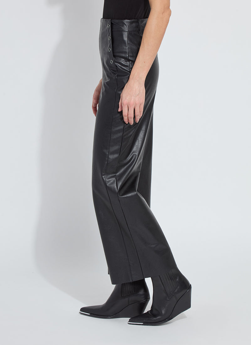 Odalis High Waist Vegan Leather Wide Leg Pants Black