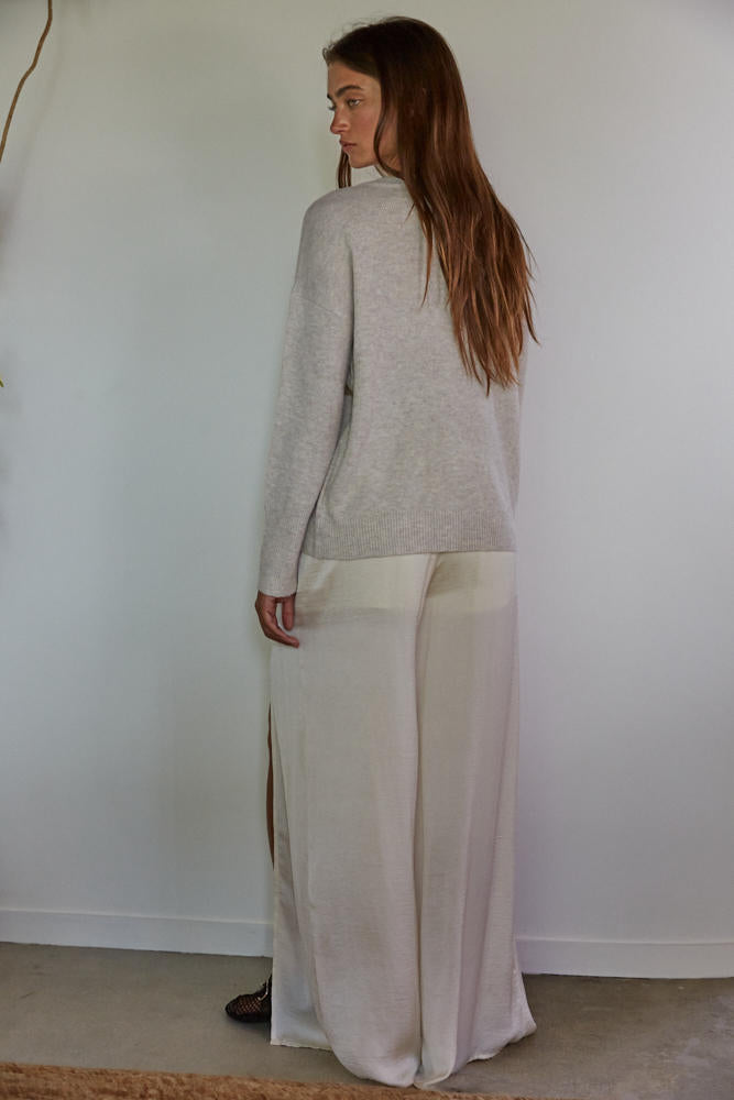 Shimmer On Sequin Stripe Pullover Sweater Natural