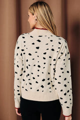 Pongo Mock Neck Dalmatian Sweater Cream + Black
