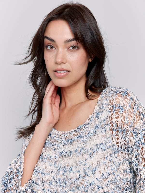Tape Yarn Popover Sweater Denim