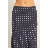 Polka Dot A Line Skirt Navy
