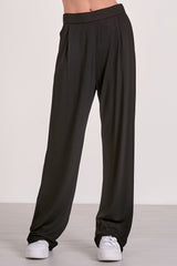 Structured Pull On Straight Leg Pants Black