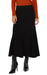 Pull On Seamed Denim Skirt Black Rinse
