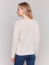 Embroidered Stems Vneck Sweater Flowers