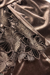 Mock Neck Velvet Floral Lace Cap Sleeve Top Dark Brown