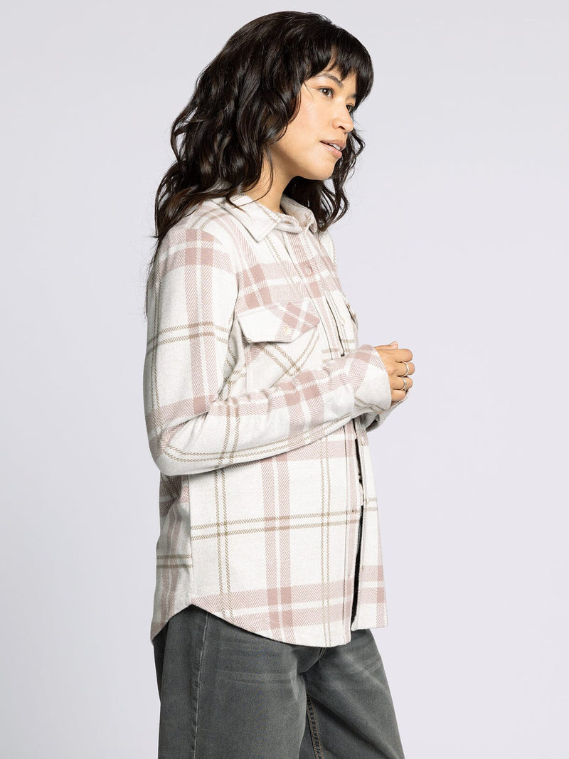 Cassian Button Up Shirt Mauve Tan Plaid