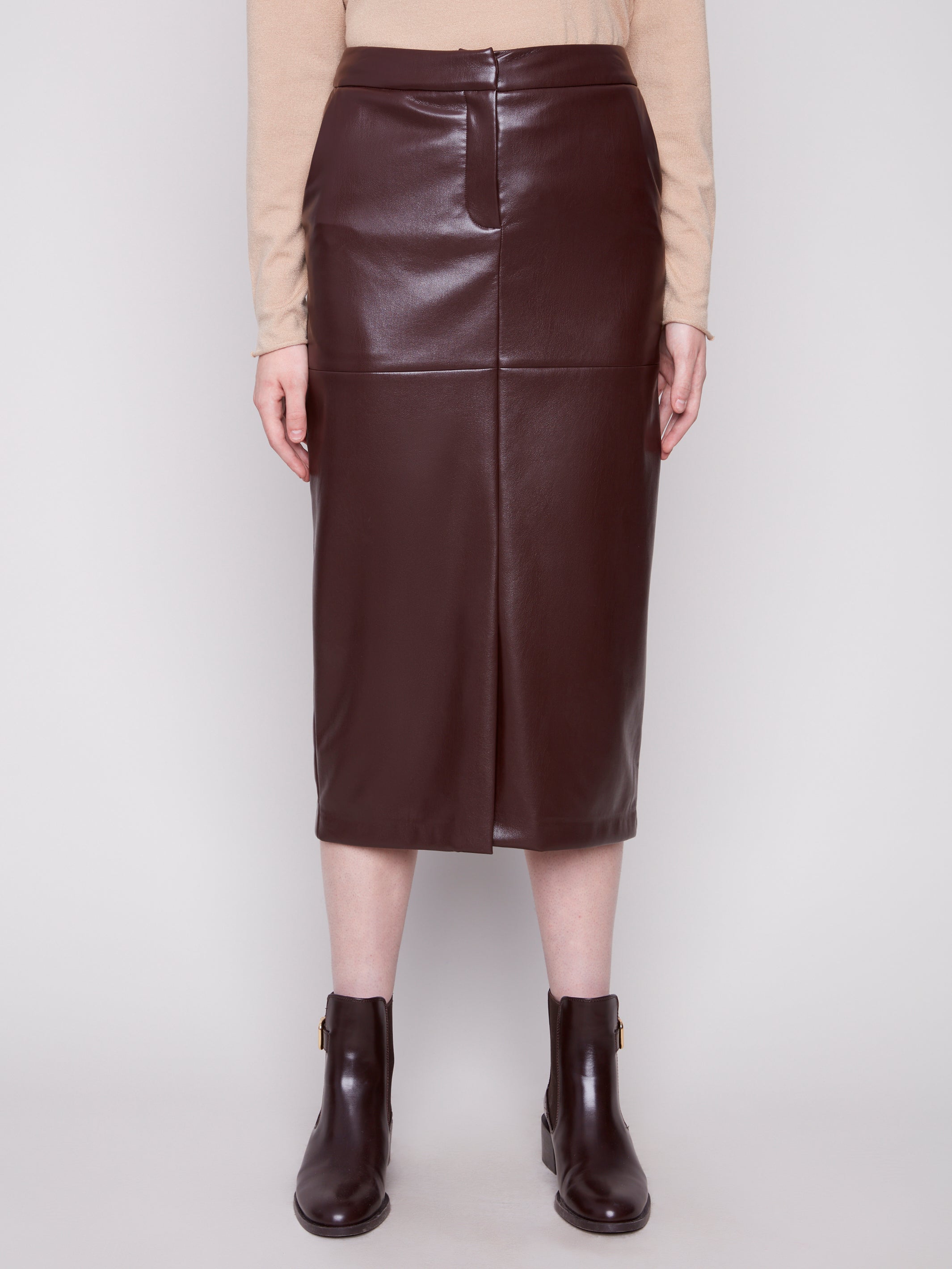 Faux Leather Midi Skirt Cabernet