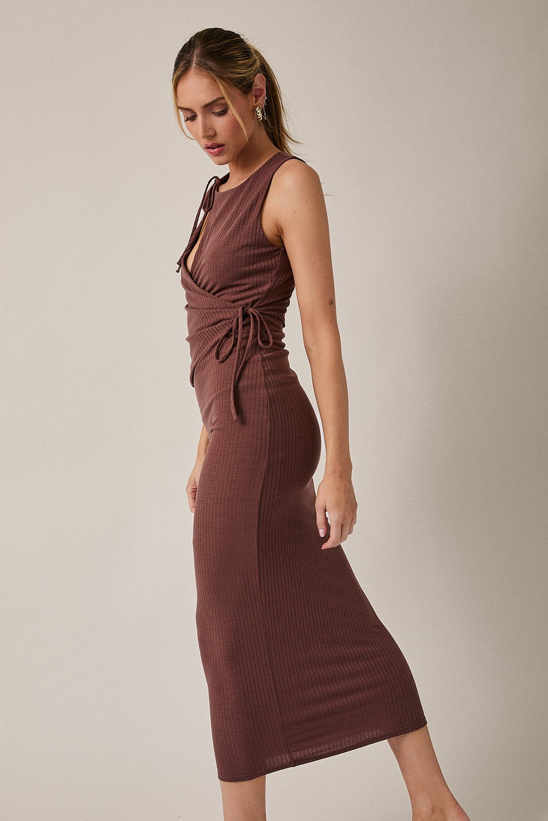 Side Shoulder Ties Wrap Maxi Dress Coco