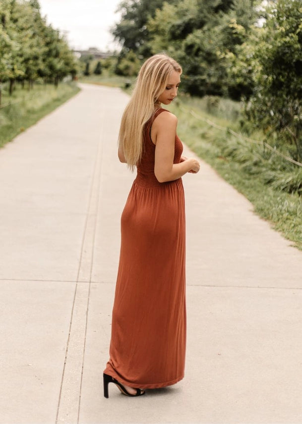 Textured Top Sleeveless Maxi Dress