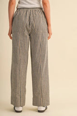 Utility Pocket Stripe Drawstring Crop Pants Soft Charcoal Stripe