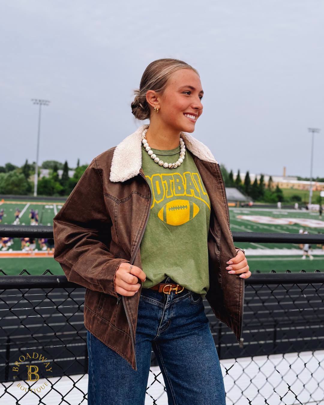 Football Mineral Washed Tee Olive