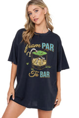 From Par To Bar Oversize Vintage Tee Black