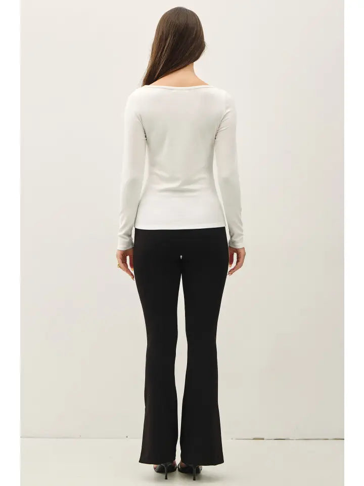 Ultra Soft Basic Boatneck Long Sleeve Tee Ivory