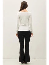 Ultra Soft Basic Boatneck Long Sleeve Tee Ivory