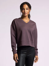 Martina Ribbed Vneck Pullover Raisin
