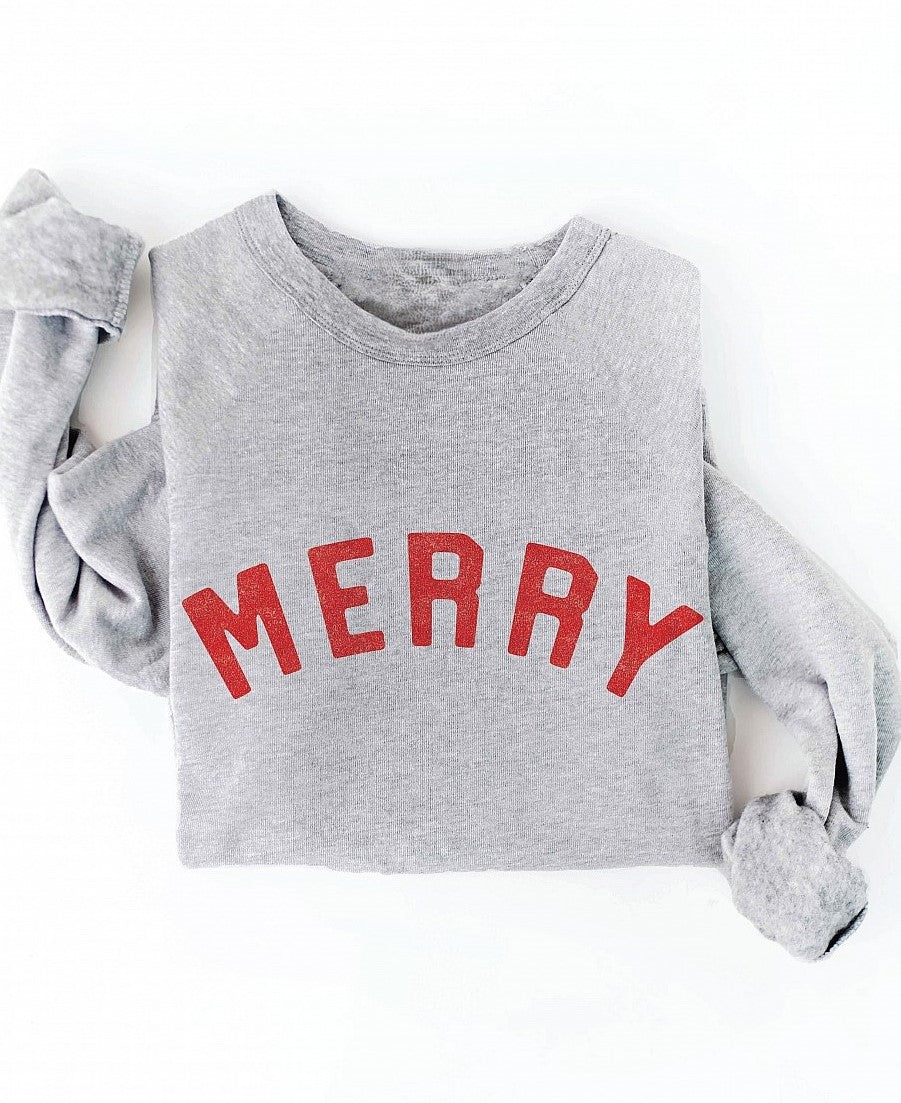 MERRY Relaxed Fit Graphic Sweatshirt Athletic Heather