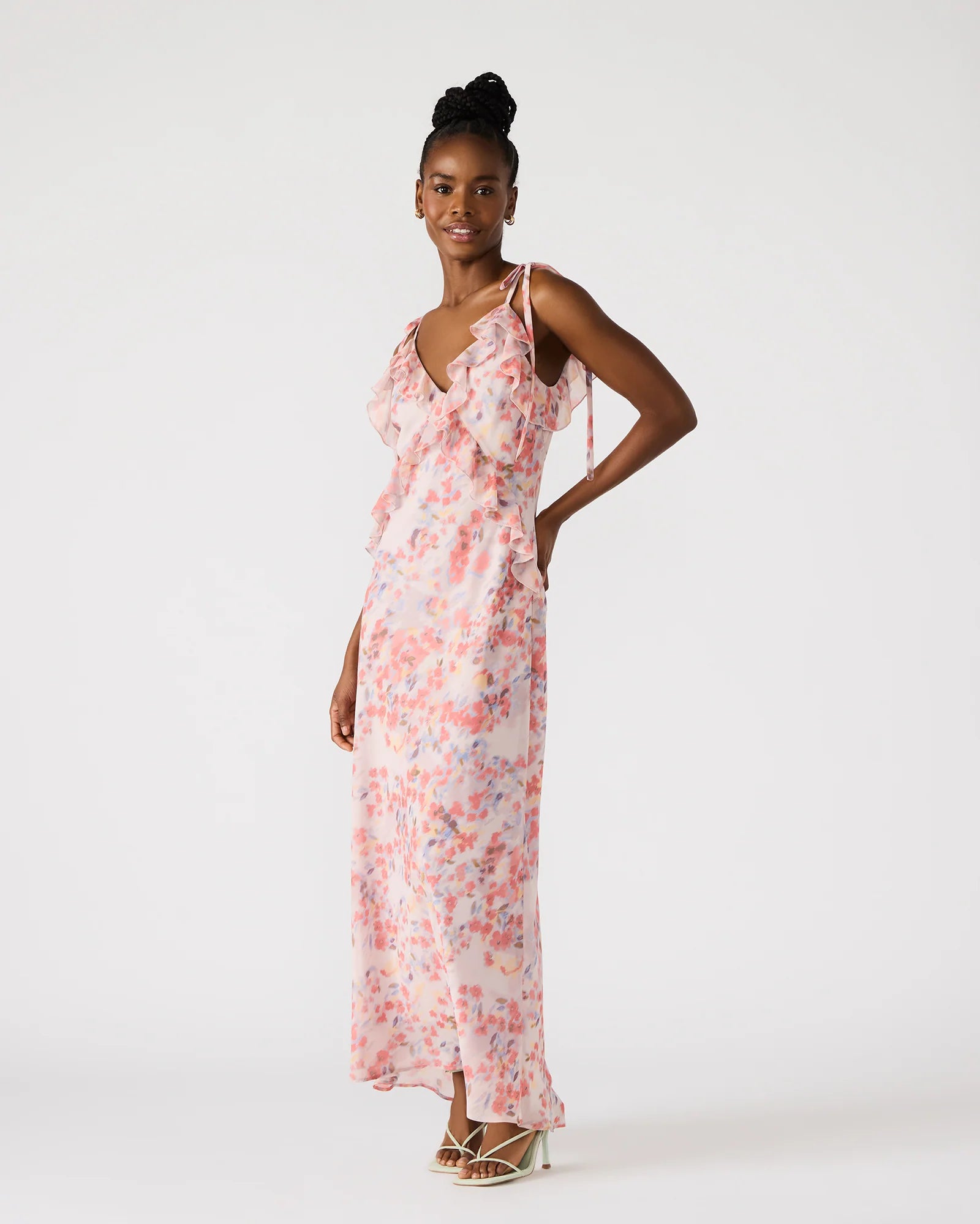 Adalina Sleeveless Ruffle Maxi Dress Dusty Lavender