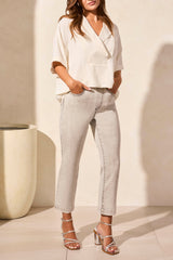 Flowy Popover Short Sleeve Shirt Coco Milk