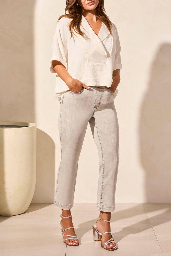 Flowy Popover Short Sleeve Shirt Coco Milk