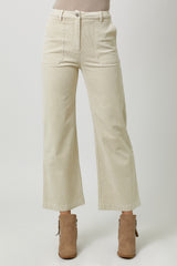 Washed Corduroy Wide Leg Trouser Almond