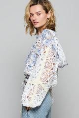 Crochet Raw Edge Mix Dyed Jacket Ivory Multi