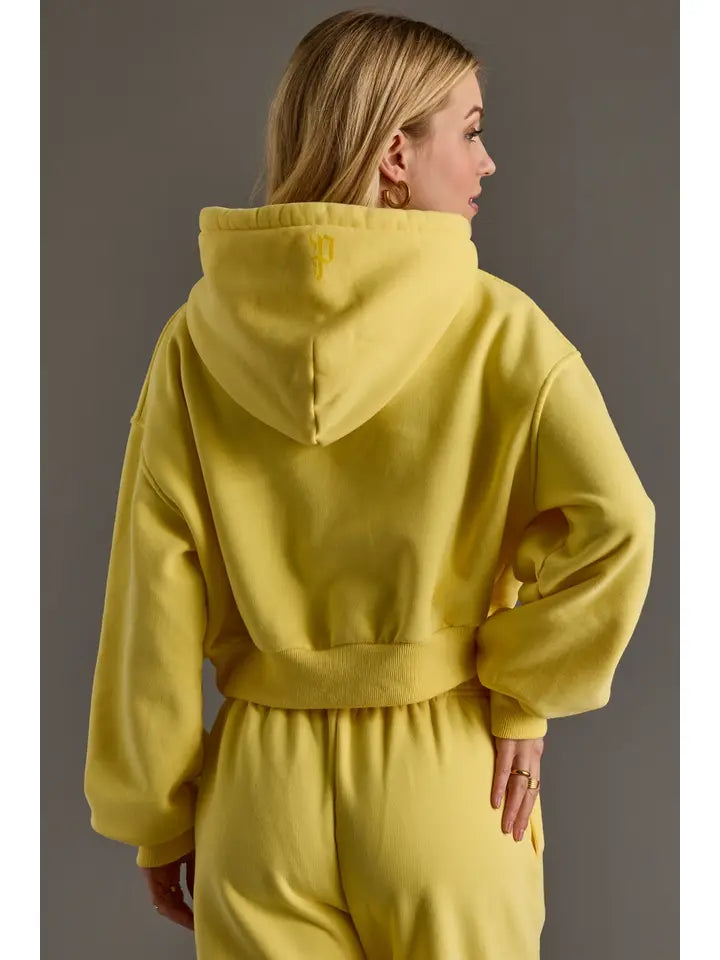 Cropped Hooded Sweatshirt Yellow