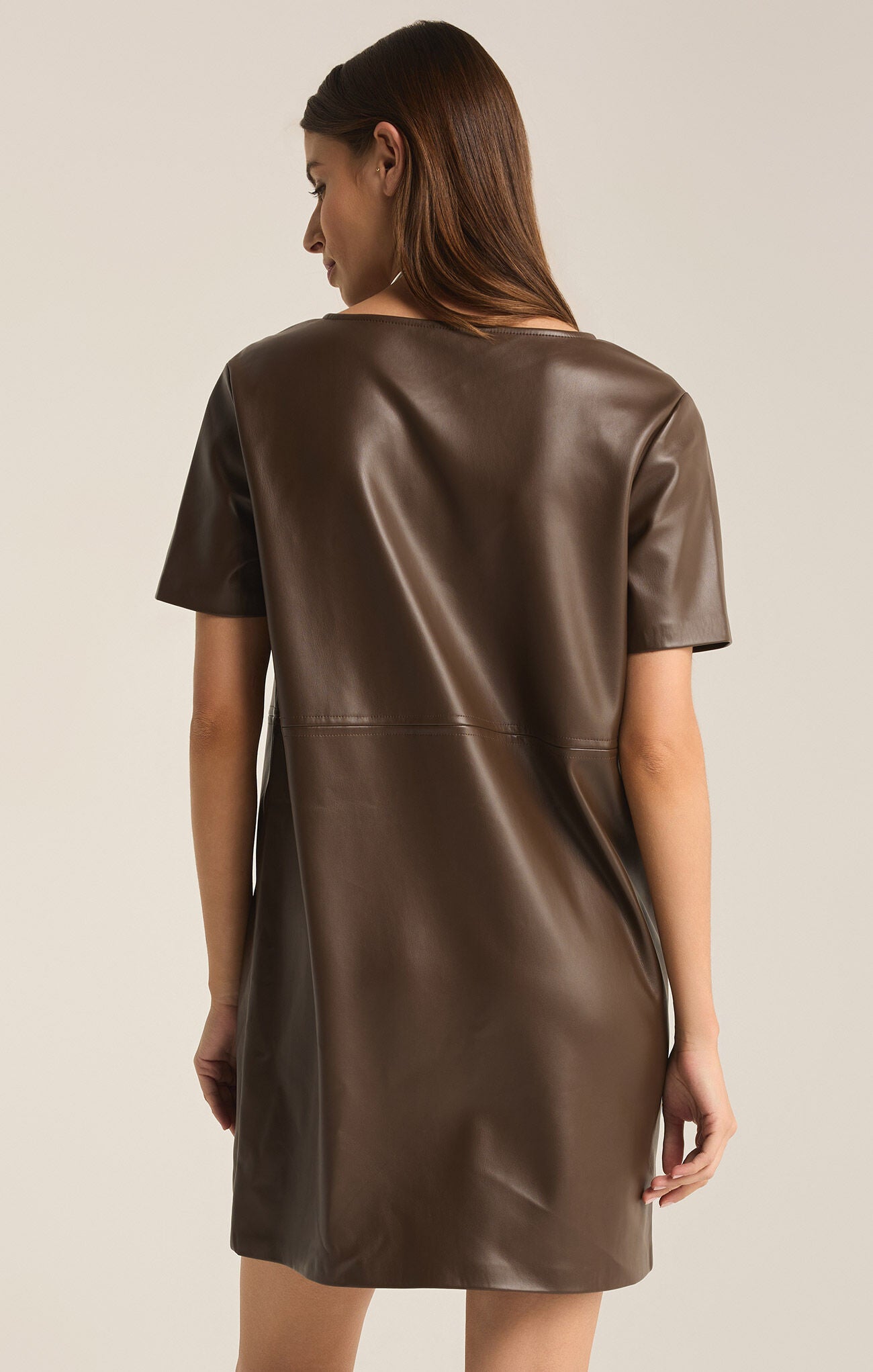 London Faux Leather Dress Dark Chocolate