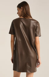 London Faux Leather Dress Dark Chocolate