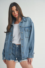 Oversized Big Pocket Denim Jacket Medium