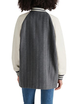 Skylie Brushed Pinstripe Stadium Jacket Grey