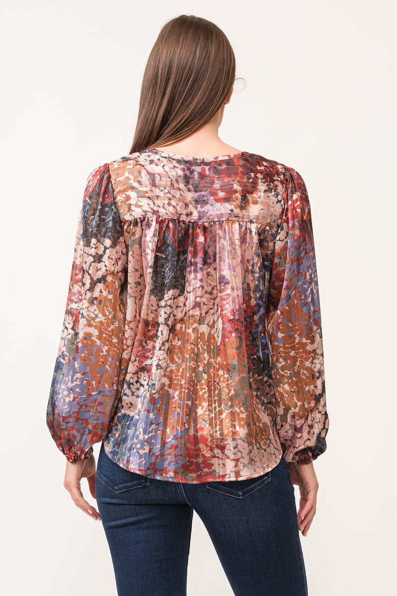 Alessia Pleat Detail Printed Blouse Tinsel Garden