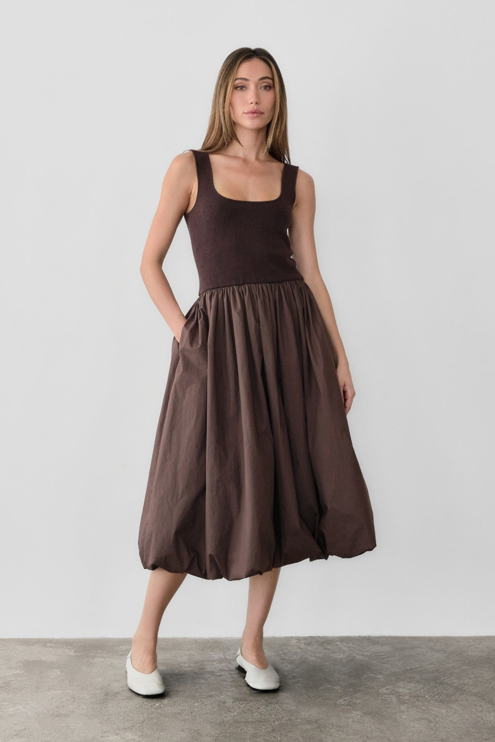 The Bella Bubble Dress Brown