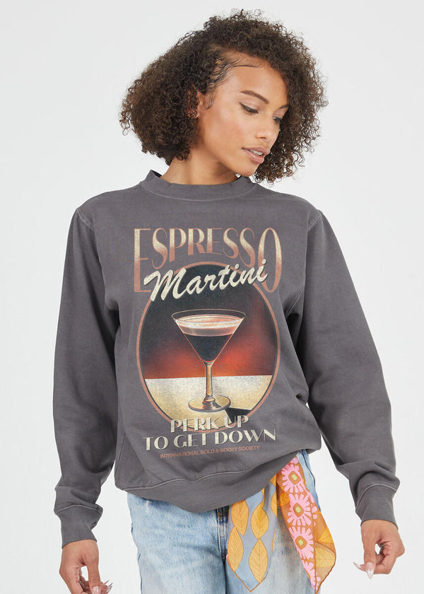 Espresso Martini Oversize Crewneck Sweatshirt Vintage Black