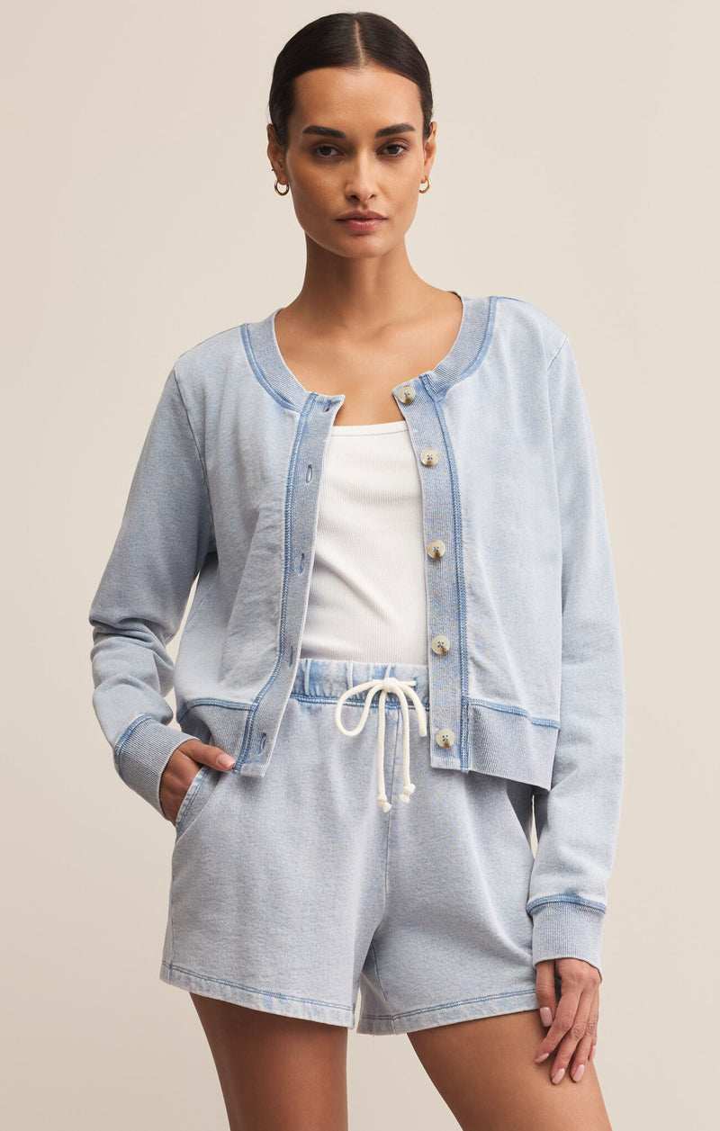 Daily Knit Denim Cardigan Washed Indigo