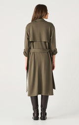 Double Breasted Knit Trench Deep Olive