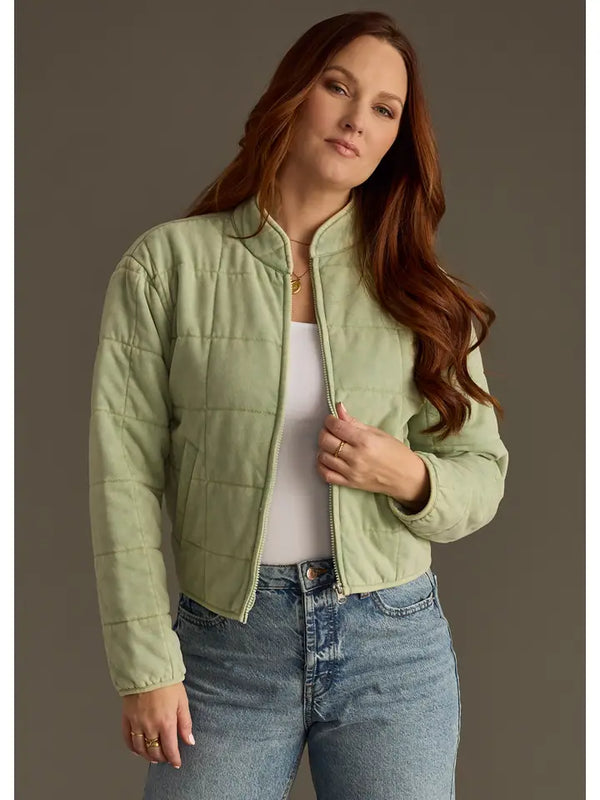 Washed Quilted Jacket Sage