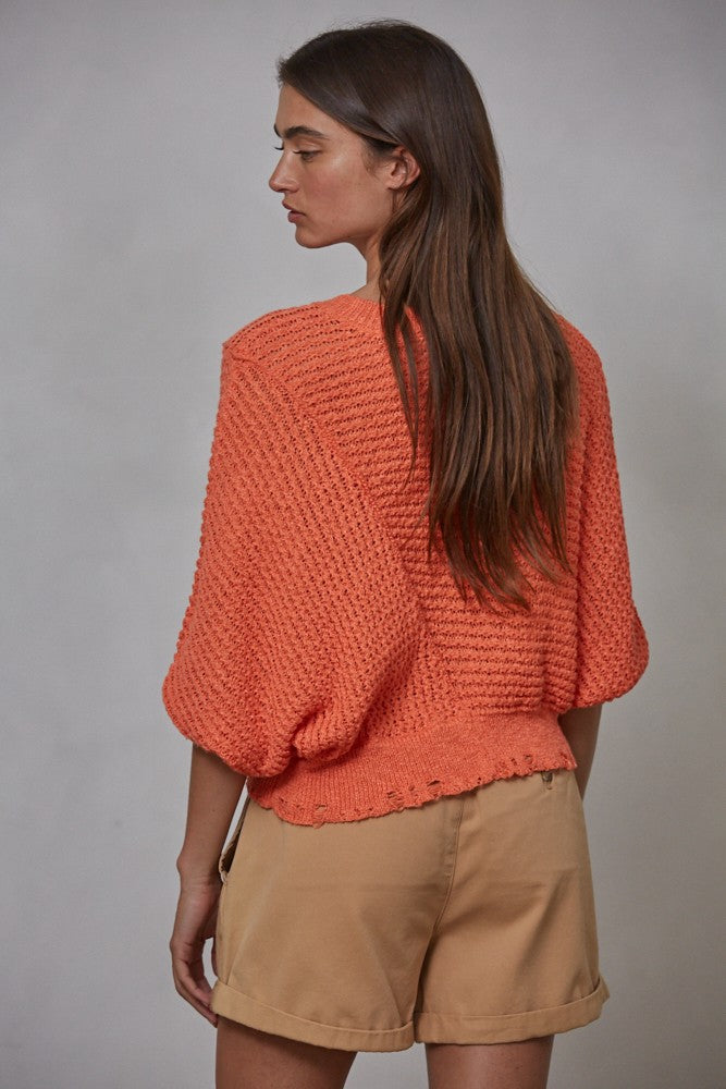 Zari Sweater Top Dark Coral